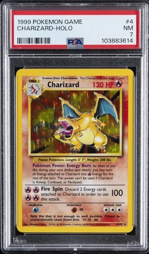 1999 POKEMON BASE SET UNLIMITED #4 CHARIZARD-HOLO PSA 7