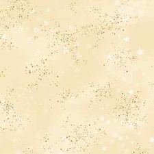 Laurel Burch Basics GLITTER CREAM w/ Gold Metallic TOT Fabric By the FQ - 1/4 YD
