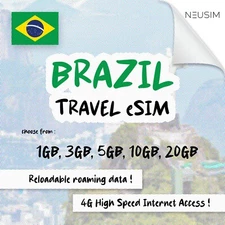 NeuSIM Brazil eSIM 5-20GB Data | Same Day DELIVERY!