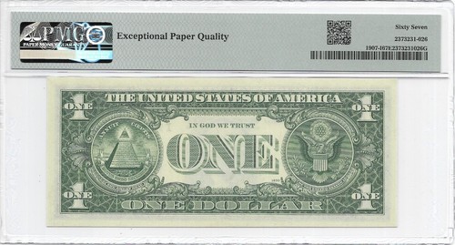1969D $1 MINNEAPOLIS FRN. PMG Superb GEM Uncirculated 67 EPQ Banknote. - Picture 2 of 2