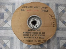 Vintage 4/32" Diameter American Welt Cord Roll - originally 1000 yard roll -used