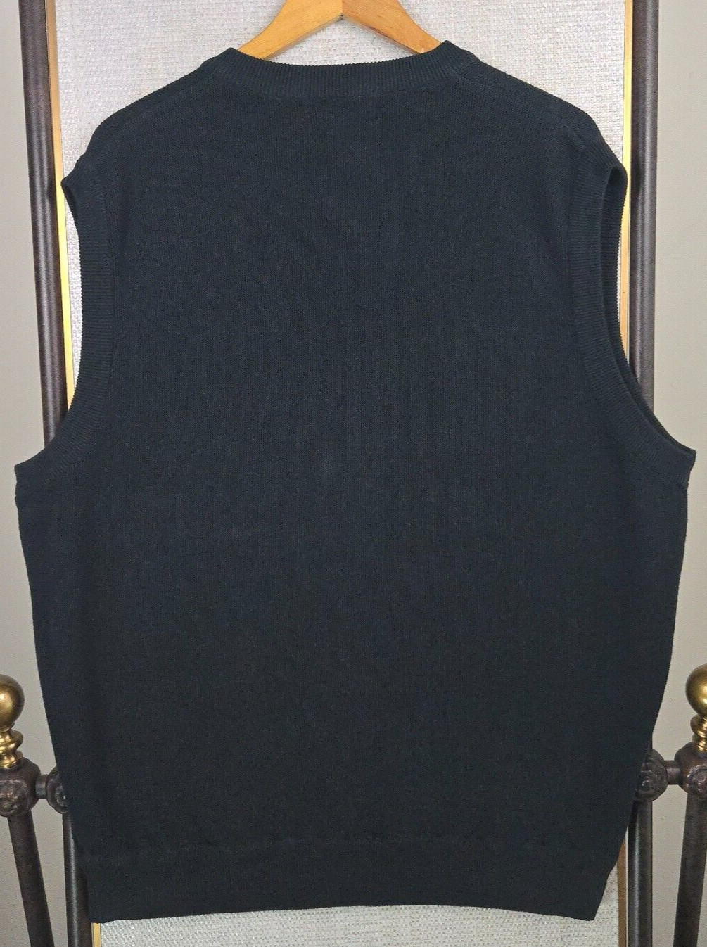 VTG IZOD x KIAWAH ISLAND Mens Vest Size XL Black 100percent Cotton V Neck Golf Black image 6