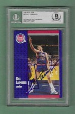 1991-92 FLEER #62 BILL LAIMBEER SIGNED DETROIT PISTONS BECKETT CERTIFIED 