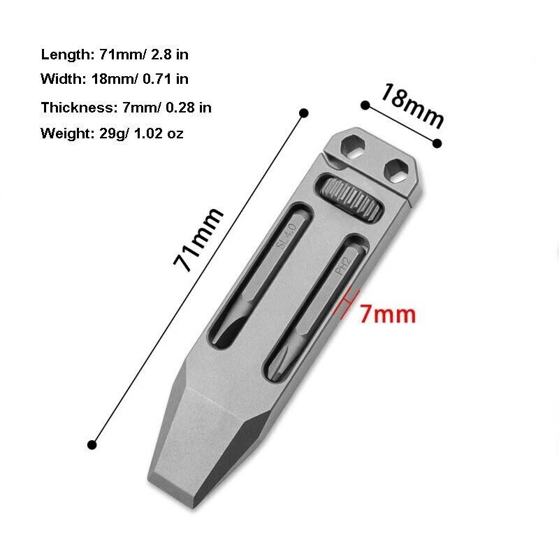 Mini Titanium Multi Tools Adjustable Wrench Pocket EDC Pry Bar Crowbar with Bits - Image 3 of 4