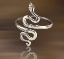 Sterling Silver Adjustable Ring - Snake Ring, Reptile Ring, Unisex Ring, One Siz