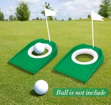 2 Pack Golf Putting Cup Indoor Outdoor Plastic Training Aids with Hole and Flag