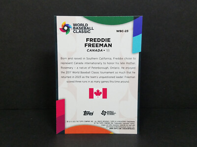 2023 Topps #WBC-23 Freddie Freeman, Canada - World Baseball