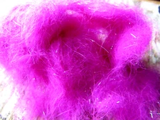 Irish Fly Supplies Magenta Rabbit Dubbing Pearl Flash Faux seals fur.