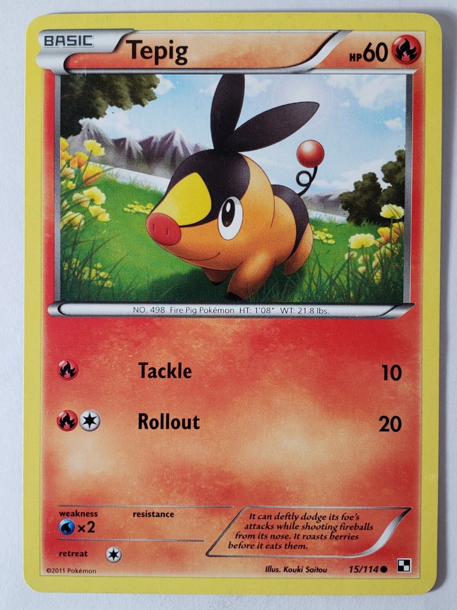 Tepig 15/114 LP - Black White Pokemon Card - Kouki Saitou Art | eBay