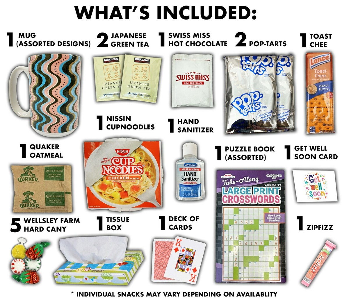 Care Package Variety Pack Gift Snack Box, Mug, Soup, Cards, Hot