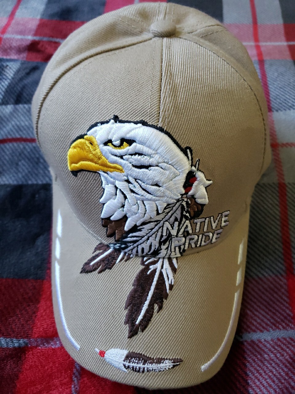 NATIVE PRIDE EMBROIDERED EAGLE HAT/CAP KHAKI - image 1