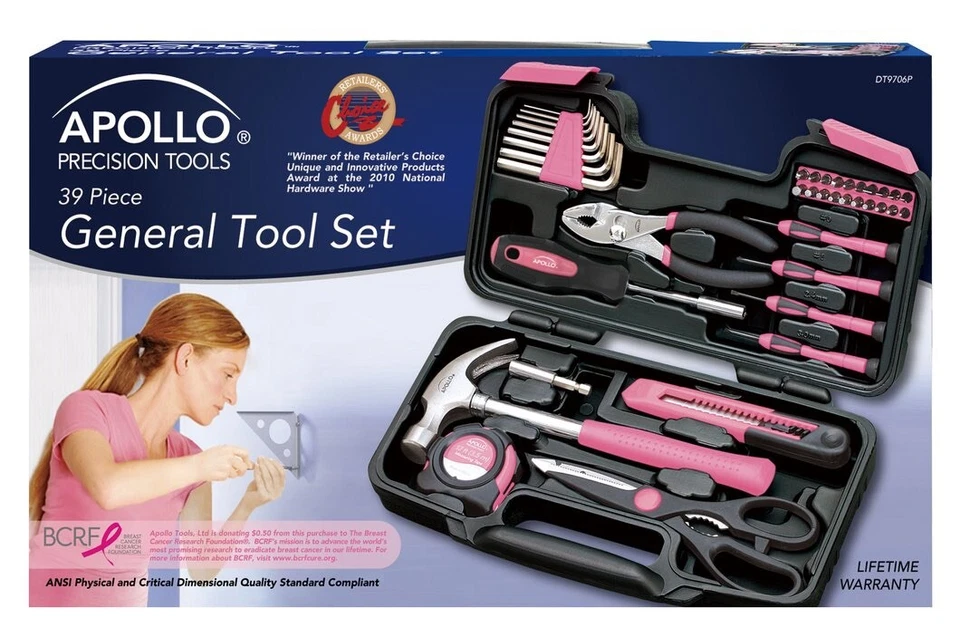 Apollo Precision Tools Pink 39 Piece General Tool Set - Image 2 of 4