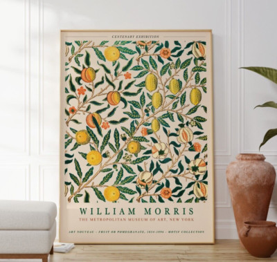 William Morris Obst oder Granatapfel Botanisches Muster Druck, Jugendstil Poster