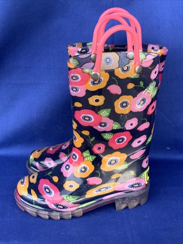 WESTERN CHIEF Floral Flower Peace Love Bright Galoshes Rain Boots 7 8 ❤️sj15m6 - Picture 2 of 8
