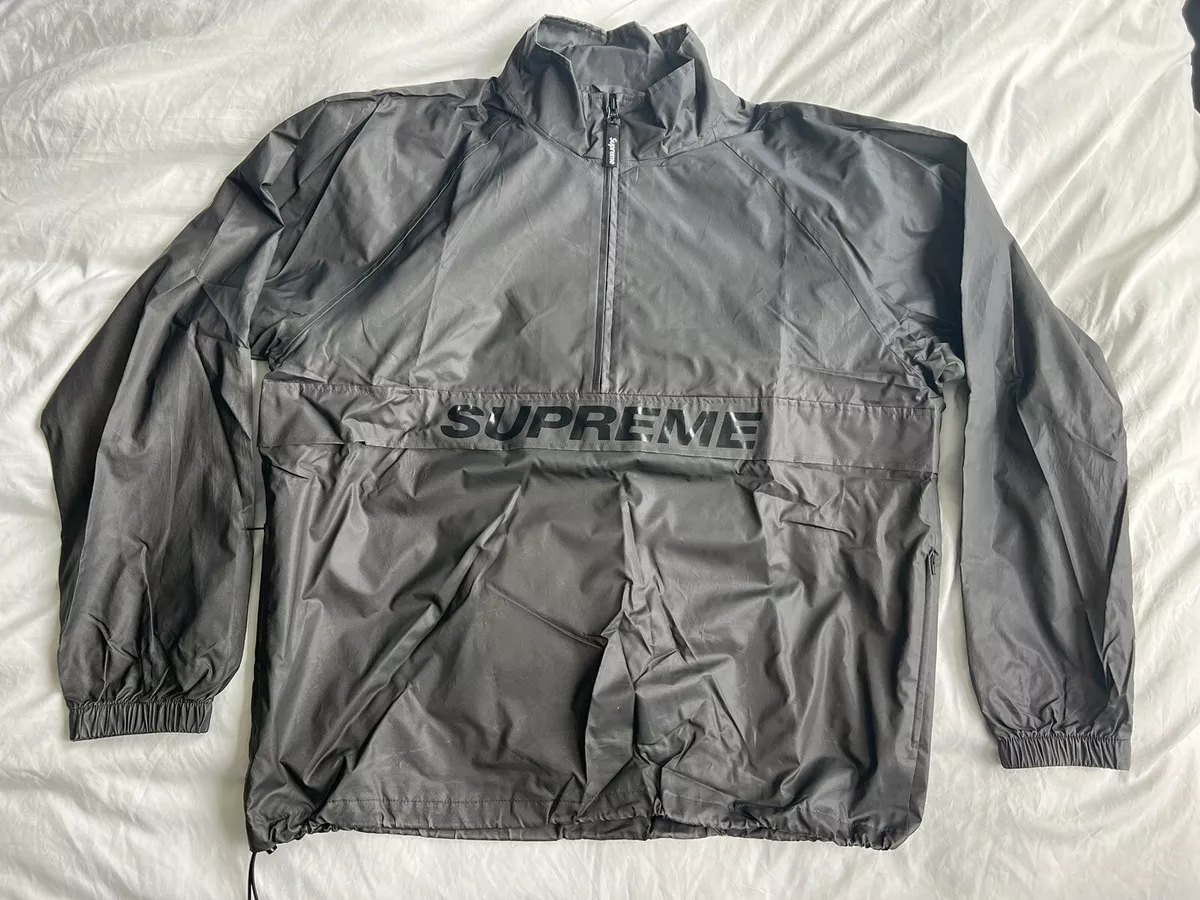 SS17 Supreme Reflective Half Zip Pullover Jacket 3M Large Black Anorak