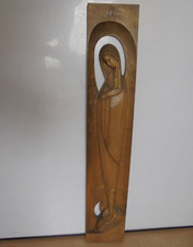 Wandbild Madonna mit Schlange Holzschnitzerei signiert H H Relief Marienbild