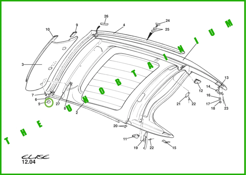 ПОДХОДИТ/ДЛЯ LOTUS ELISE & EXIGE ХАРДТОП КРЫШКИ ДЕТАЛЬ # A111V6031F - Изображение 3 из 4