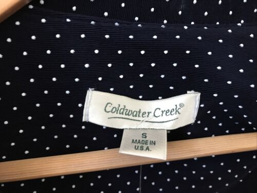 Vintage Coldwater Creek Blue Polka Dot Stretchy Open Jacket Blazer S USA Made - Picture 2 of 6