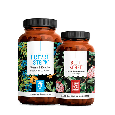 Blutkraft Nervenstark Paket Vitamin B Eisen Komplex Vitamin C Bundle NATURTREU 
