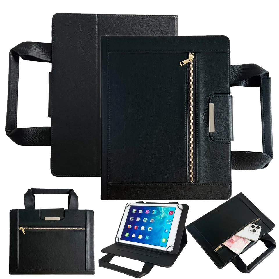 For 10 Inch Universal Tablet Zipper Wallet Folding Stand PU Leather HandBag Case - Image 2 of 4