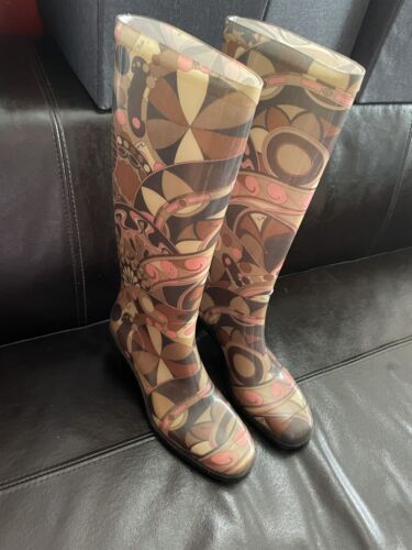 Authentic Emilio Pucci Abstract Rain Boots 40