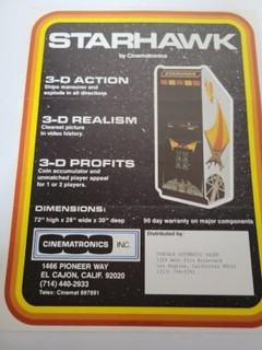 FLYERS  STARHAWK    Arcade Video Game advertisement original see pic