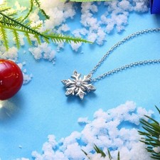 Pretty Micro Pave Cubic Zirconia Snowflake Pendant Necklace