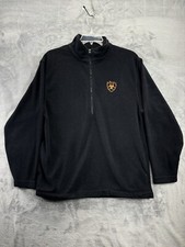 Ariat Long Sleeve 1/2 Zip Pullover Fleece Black Orange Adult Large READ 