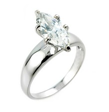 Sterling Silver 2.75 ct CZ Marquise Solitaire Engagement Ring