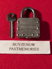 'SLAYMAKER' STEEL PADLOCK w/ORIGINAL KEY, OLD VINTAGE LOCK, ANTIQUE LOCKS