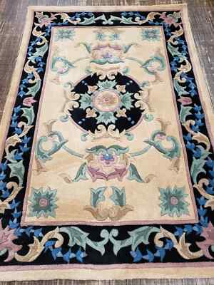 Aubusson Art Deco Peking Teppich Wolle Handgetuftet Teppich Wollteppich Größe...