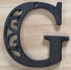 Cast Iron Letter "G" Ornate Scroll Filigree Monogram Alphabet Decor w/ Screws