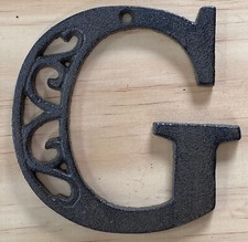 Cast Iron Letter "G" Ornate Scroll Filigree Monogram Alphabet Decor w/ Screws