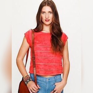 coral crochet top