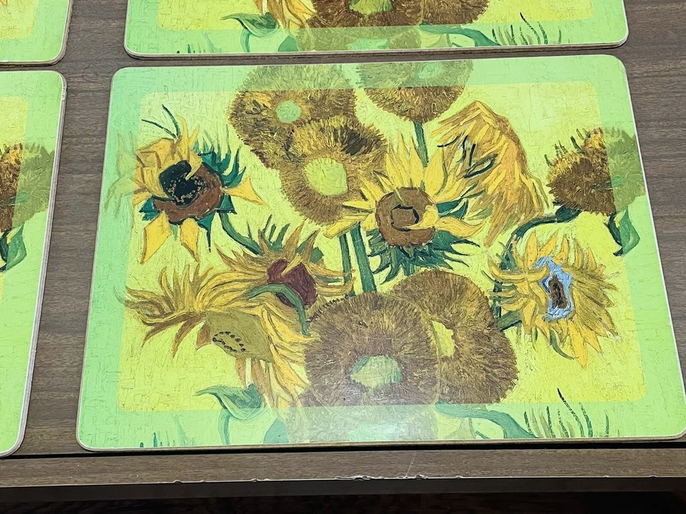 4 manteles cuadrados con fondo de corcho duro vintage Y2K Vincent Van Gogh girasoles Foto 3 de 4