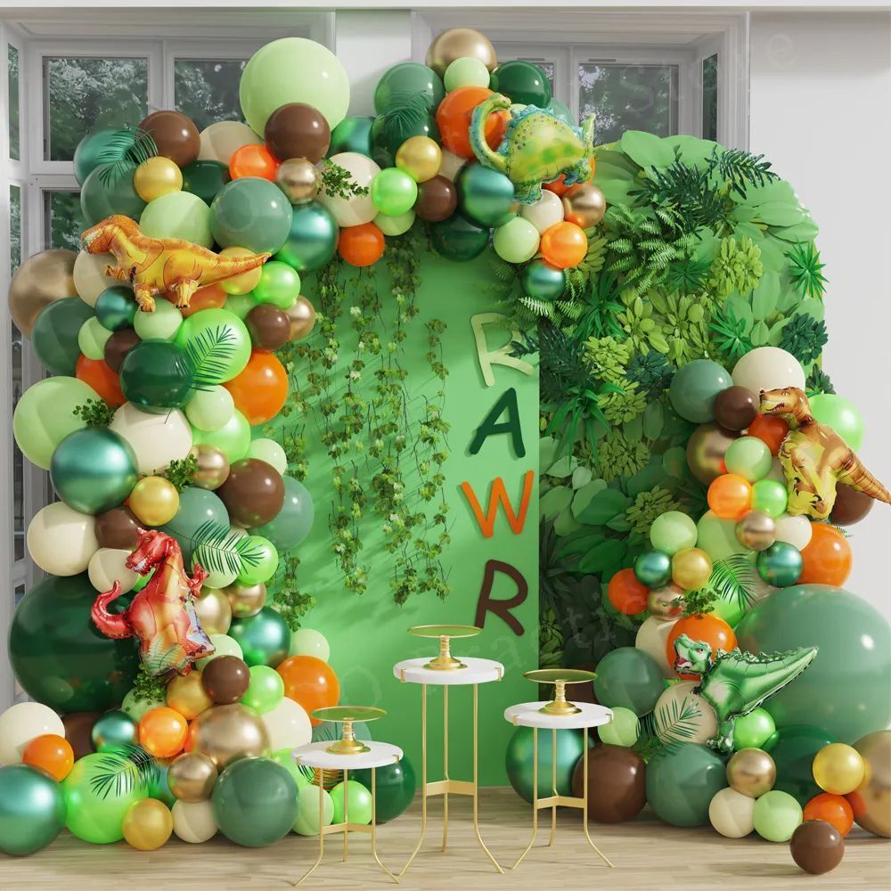 Ballons Dinosaure 3D - Lot De 8 Ballons Géants Pour Fête D'anniversaire Thème Jungle - Aluminium Hélium Ou Air - 12
