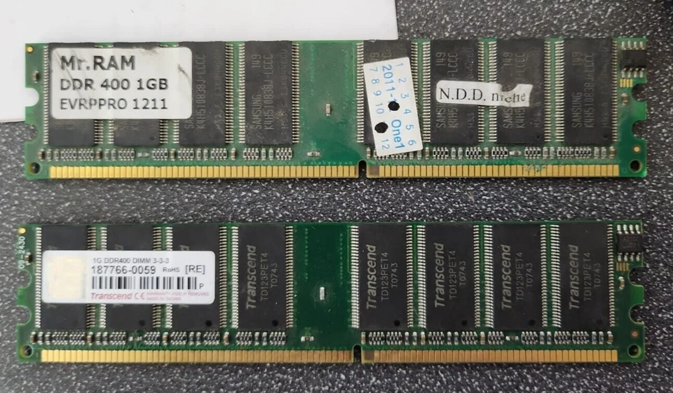 10x 1GB DDR400 PC3200U Memory: 5x KVR400X64C3A/1G 2x M368L2923DUN-CCC +3 ... - Image 2 of 2