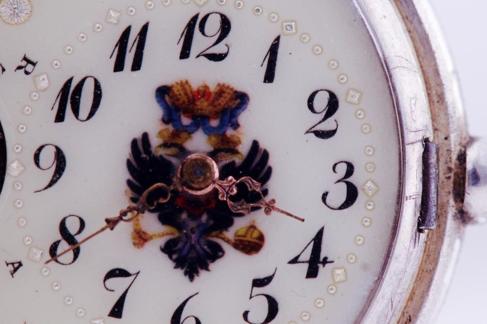 Antique Imperial Tsar Era Pocket Watch Hebdomas 8 Days Silver Engraved