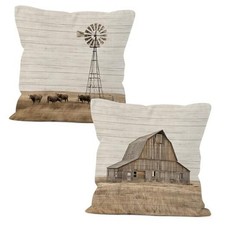 Farmhouse Windmill Barn Cow Gifts Throw Pillow Covers 18x18 Set Farmhouse 2pk 