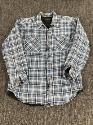 Vintage Basic Edition Stepp Flanell Hemd Jacke blau kariert distressed Small