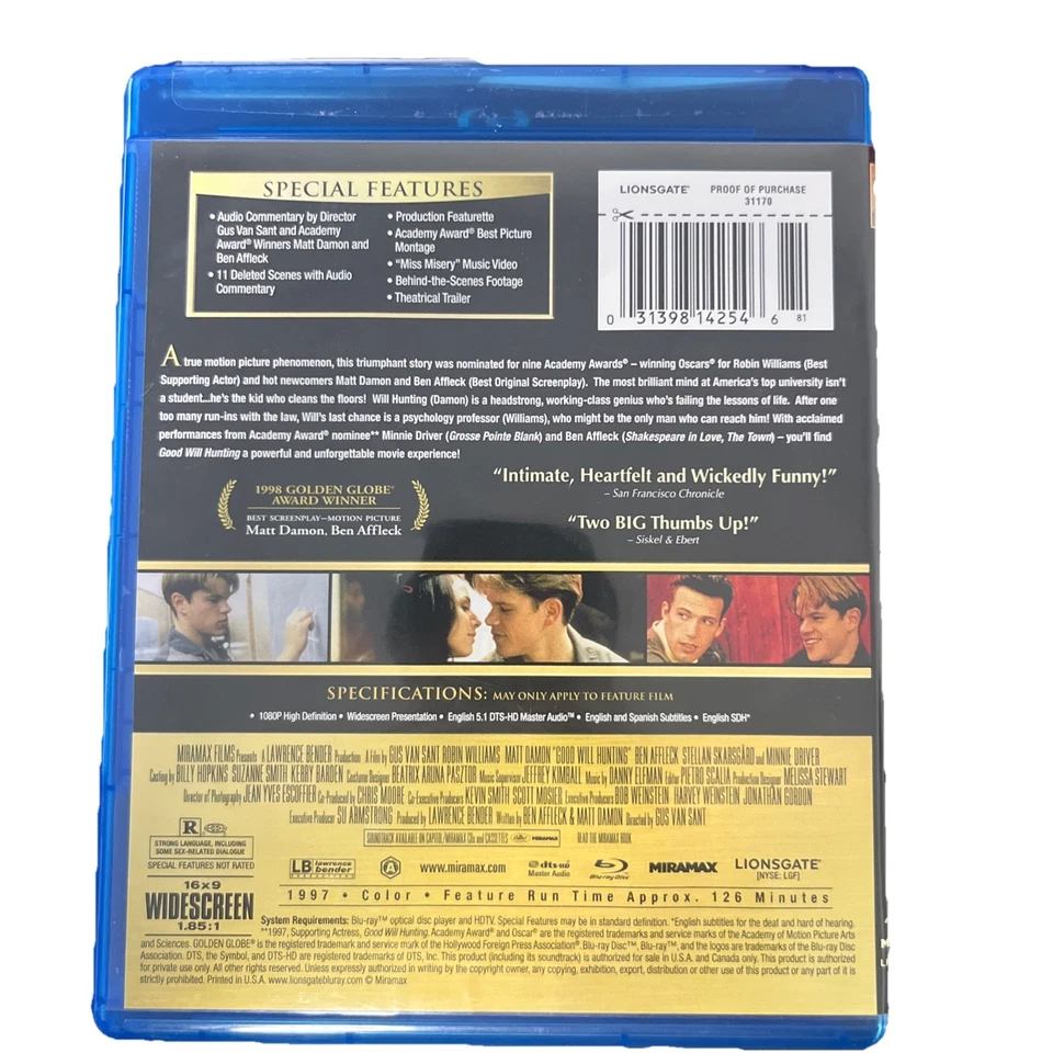 Blu-Ray GOOD WILL HUNTING (1997) Robin Williams Matt Damon *** FAST SHIPPING*** - Image 2 of 3