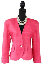 Vintage Christian Dior Suit Jacket Sz 8 Linen Women's Cut Away Blazer M
