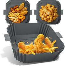 3 Pezzi Teglie per Friggitrice Ad Aria，Riutilizzabile Contenitori Friggitrice Ad