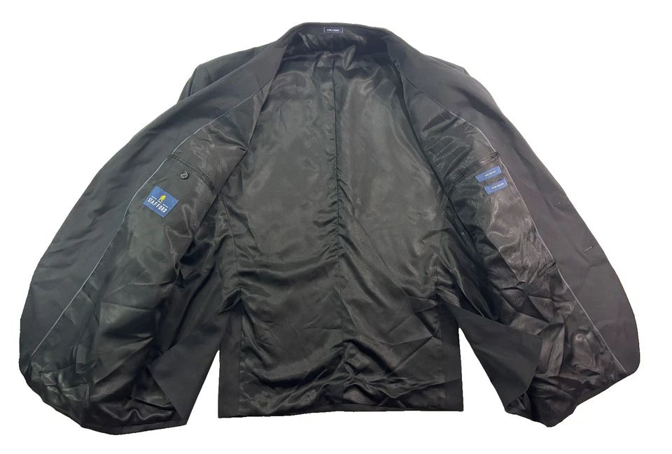 Stafford 58L Black All Season Blazer Jacket Sport Suit Coat 100% Wool Big & Tall - Image 3 of 4