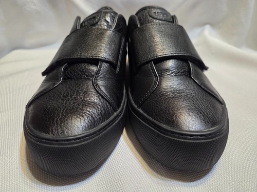 UGG Neri Black Leather Wmns Sz9 WIDE Hook & Loop Closure Sneaker Gym Shoe 110369 - Picture 4 of 10