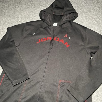 Vintage Nike Jordan Hoodie Mens XXL Black Full Zip Jumpman Logo Embroidered Y2K