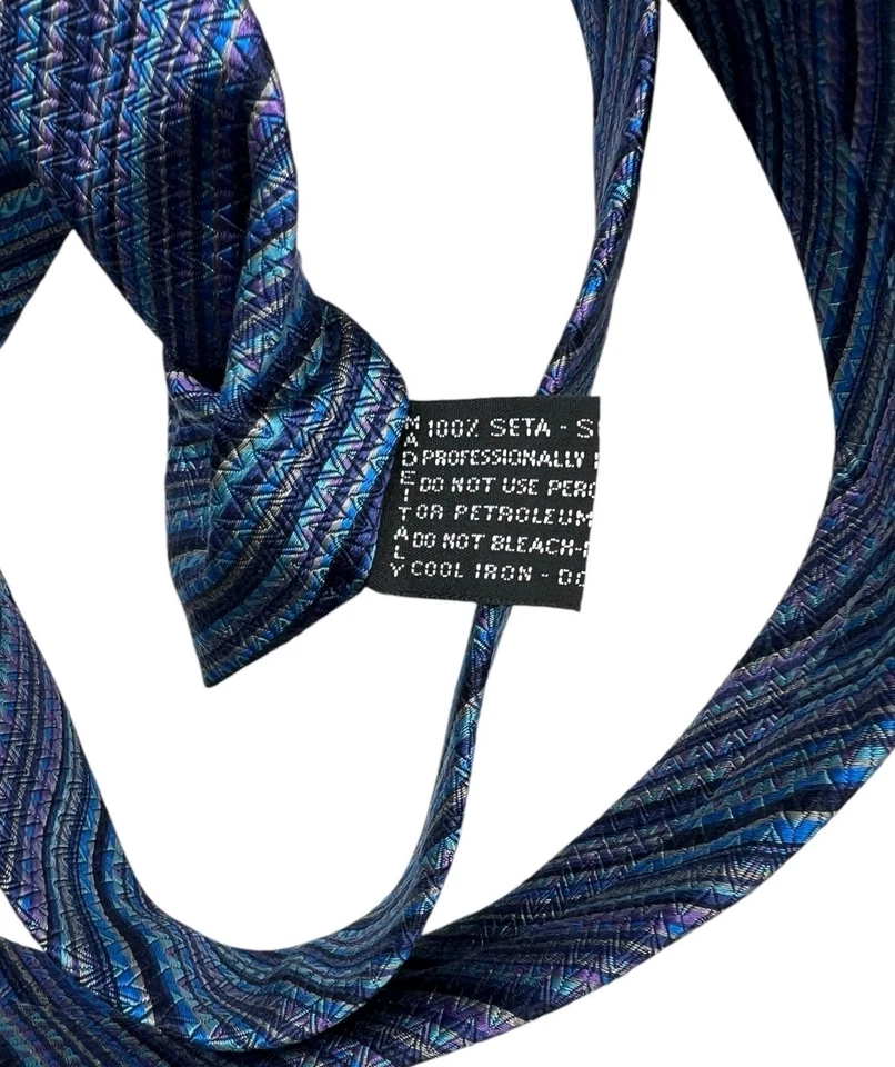 MISSONI Silk Tie ITALY XL Purple Blue Striped W:2.7" EUC - Image 3 of 4