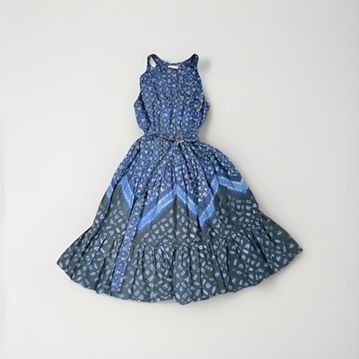 Ulla Johnson  Midi Dress Floral Batik Jet Navy Blue Sleeveless Size 4 Flowy
