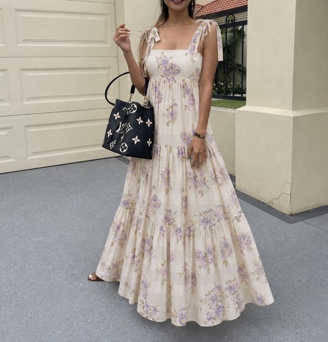 Zimmermann Rosa Dress Size 2 AU 12 / US 8 Silk Floral Print Midi Picnic Strappy