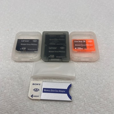 Sony MSAC-M2 Sony PSP Memory Stick Pro Duo Adapter + 4 Memory Cards
